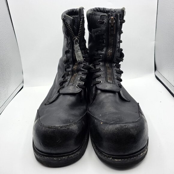 Tactical Work Boots Mens Size 14 Black Leather Vibram Soles Zipper Work Casual - Picture 12 of 13